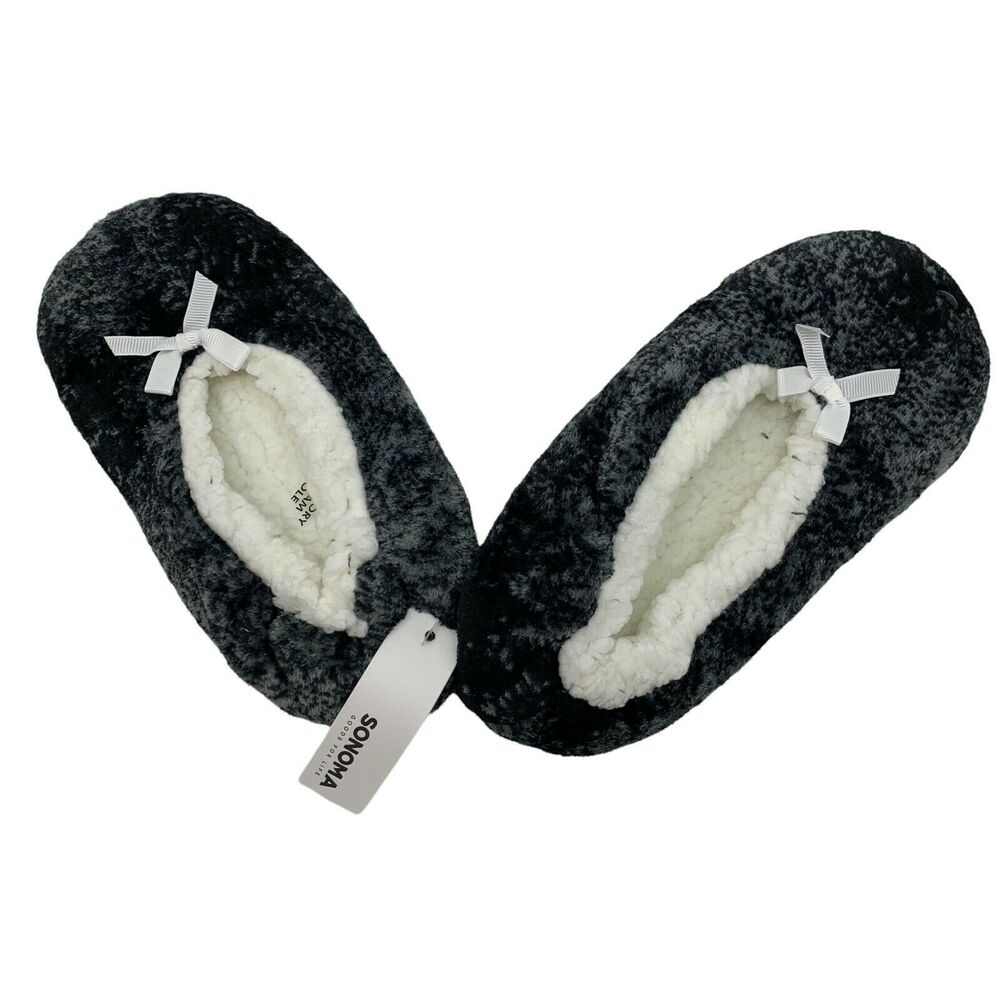 Sonoma House Slippers Womens S Small Slip On Fleece Lined Machine Washable Flats